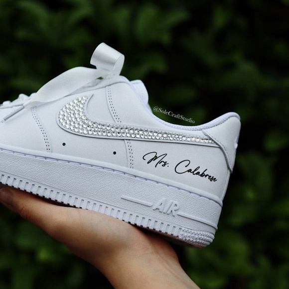 Wedding Sneakers for the Bride - Personalized Bridal Shoes - Nike Air Force 1 - Picture 3 of 8
